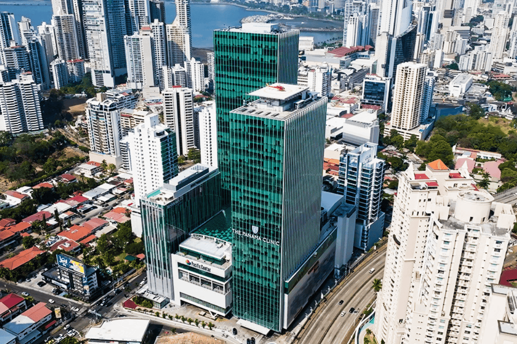 Panama Clinic building in Panama City, a medical tourism destination affiliated with the Mayo Clinic